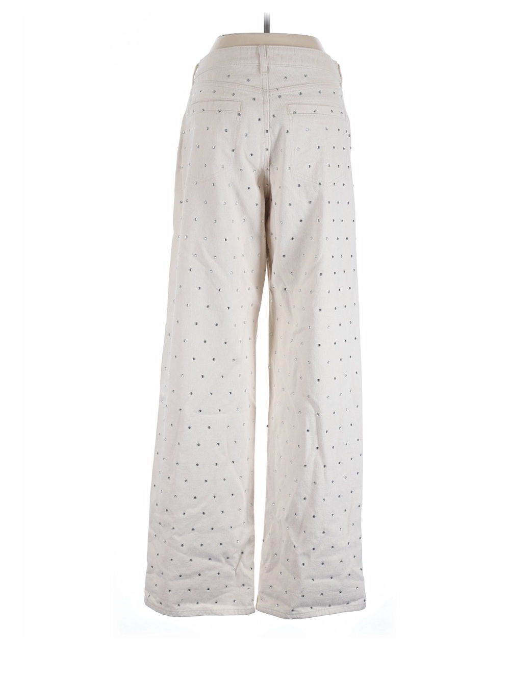 Pilcro Cream Wide-Leg Jeans with Subtle Dot Print